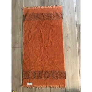Vtg Cannon Monticello Burnt Orange Hand Towel Sculpted Fringe Made USA 20x40”